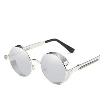 Nouvelles lunettes de soleil gothiques steampunk polarisées pour hommes et femmes, lunettes de soleil rétro rondes à monture métallique de haute qualité