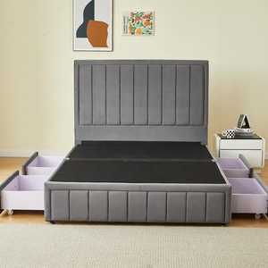 Muebles de Dormitorio Elegantes y Confortables, <span class=keywords><strong>Cama</strong></span> de Lujo con Respaldo Alto y Almacenamiento Lateral Conveniente con Cuatro Cajones - Product Image 2