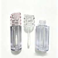 Tube de brillant à lèvres transparent vide de 3 ml, en plastique, pour cosmétiques, rouge à lèvres mat, avec logo personnalisé, emballage rose, vente en gros, marque privée personnalisée