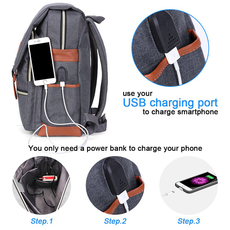 Dos D'ordinateur Portable pour Les Femmes Hommes École Collège Sac À Dos avec Port De Chargement USB Mode Sac À Dos 15 pouces