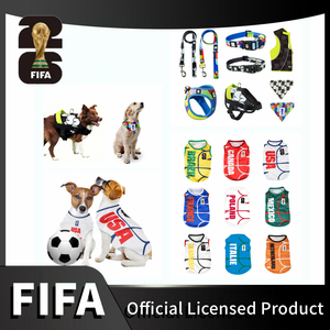 Vente en gros de vêtements doux et durables pour animaux de compagnie Vêtements pour chiens Harnais de collier de chien réglable confortable Laisse de marche de chat pour la Coupe du Monde de la <span class=keywords><strong>FIFA</strong></span> - Product Image 1