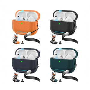 Étui pour écouteurs en TPU à texture litchi pour <span class=keywords><strong>Airpods</strong></span> 4, fermeture magnétique avec support de téléphone invisible, coque de protection pour <span class=keywords><strong>Airpods</strong></span> <span class=keywords><strong>Pro</strong></span> 3 - Product Image 6