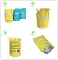 Pochette à bec verseur latéral en PET/PE résistante à l'humidité avec fermeture éclair pour emballage de savon liquide, produits de soin personnel et détergent lessive