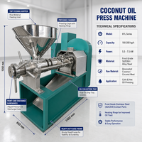 Presse à huile automatique à vis pour l'Asie du Sud-Est, Philippines, pour huile de coco, arachide, sésame, soja, capacité 300-500 kg/h