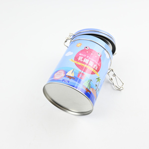 Boîte cylindrique rectangulaire en fer blanc avec anse métallique, logo personnalisé, hermétique, qualité alimentaire, pour emballage de compléments nutritionnels, bonbons et snacks - Product Image 3