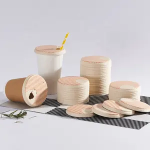 Groothandel Food Grade 62Mm 70Mm 80Mm 90Mm Biologisch Afbreekbaar Papier Koffiekopje Deksels Papier Warme Dranken Deksel Deksel