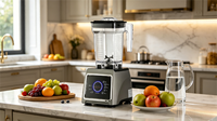 CE-gecertificeerde 1500W 24000RPM hogesnelheidsblender met 1,5L roestvrijstalen bodem, aanraakbediening, automatische reiniging, professioneel en commercieel gebruik.