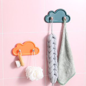 Cloud Shaped Double Hook Wall Mount Self Adhesive No Drilling Required Bathroom Key Holder Multi Color Options - Product Image 3