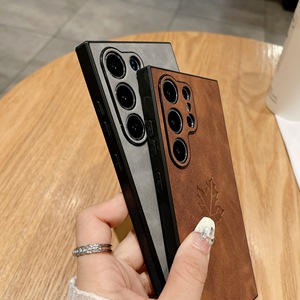 Étui de luxe en cuir PU motif feuille d'érable avec surpiqûres pour <span class=keywords><strong>Samsung</strong></span> Galaxy S26 Ultra S26 Plus S25 S24 Ultra S23 A55 A15, antichoc - Product Image 3