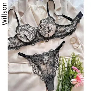 Lingerie Sexy in pizzo fantasia per belle donne vede attraverso intimo notte floreale Bilizna Sexy sensuale set esotici