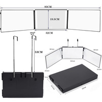 Miroir LED autoportant pliable à trois faces avec interrupteur tactile, design moderne, pour la coupe de cheveux à domicile, vente en gros transfrontalière