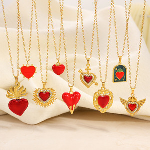 Collier pendentif cœur plaqué or 18 carats, bijoux de la Saint-Valentin, chaîne de clavicule avec incrustation de strass, style Ins - Product Image 2