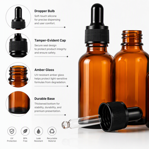 120ml 4oz Large Amber Glass <b>Dropper</b> <b>Bottle</b> Thick Wall Hair Massage Carrier Oil Salon Spa Bulk Professional Size Factory - Product Image 3