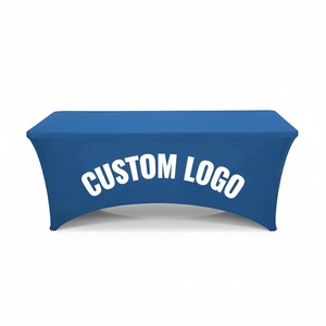 Custom Logo <b>Table</b> <b>Cover</b> For Business Conference, Stain Resistant Polyester <b>Table</b> Cloth Custom Print For Client Reception Event - Product Image 1