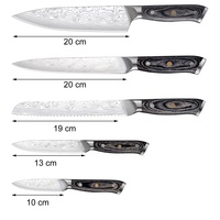 Vente en gros 3Cr13 Ensemble de couteaux en acier inoxydable 5 pièces Chef professionnel Couteaux de cuisine à découper Ensemble de couteaux de cuisine avec boîte-cadeau