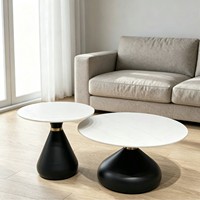 Table basse de luxe en fer forgé avec plateau en carreaux de porcelaine, design minimaliste, modèle D830 – Pièce créative pour espaces de réception en locations.