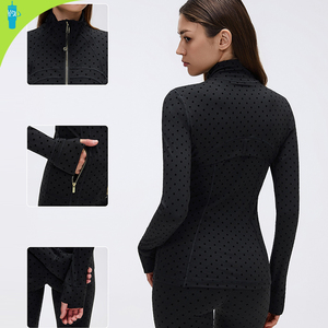 Ensembles de sport pour femmes, 79% nylon 21% élasthanne, jupes de tennis, vestes, vêtements de golf, pantalons de yoga moulants à pois, coupe ajustée, manches longues - Product Image 2