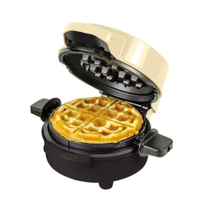 Çok fonksiyonlu 14.5cm taşınabilir kişiselleştirilmiş sevimli waffle makinesi pembe renk yuvarlak yapışmaz elektrikli mini waffle makinesi
