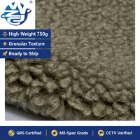 Veste d'hiver en tissu polaire Sherpa tricoté lourd 150D, 750g, 100% polyester, certifiée GRS, Paris Spring, prête à être expédiée