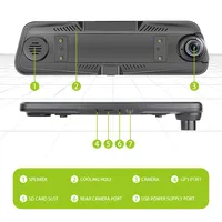 2022 Full HD 1440P 2 cámara delantera y trasera Dual lente espejo Dash Cam DVR de coche espejo retrovisor Streaming Dash Cam