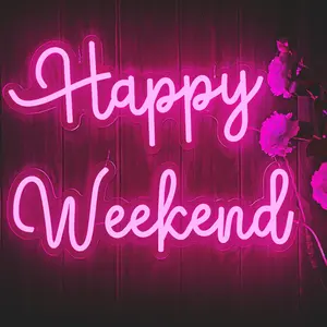 Pink Color Happy Weekend Custom Words LED Neon Light