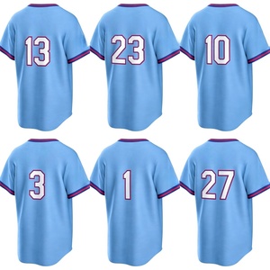 Maglie da baseball americane ricamate blu chiaro della squadra New City US 2026 all'ingrosso per giocatori # 13 # 28 # 44 # 51 # 10 # 3 Luci Personalizzate - Product Image 3