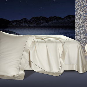 Parure de lit en coton Pima, 200 fils, couleur unie blanche, taille double, coton à fibres longues, pour usage domestique - Product Image 2
