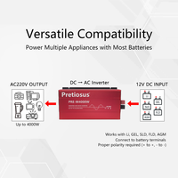 Pretiosus onduleur USB 4000watt 4kw onduleur à onde sinusoïdale modifiée onduleur convertisseur intelligent Dc12v 24v à Ac220v 50Hz 60Hz