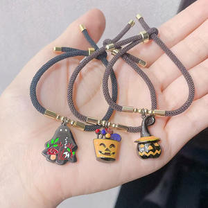 BM1192 Chic 18k Plaqué Or Émail Émail Fantôme Cri Citrouille Halloween <span class=keywords><strong>Poisson</strong></span> Charme Chaîne Cordon Bracelet pour Filles Garçons Femmes - Product Image 1