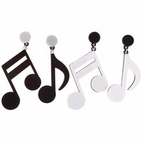 Personnalité Cool Asymétrique Notes de Musique Boucles D'oreilles Noir Belle Acrylique Longues Boucles D'oreilles Femmes Accessoires Bijoux