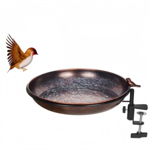 Outdoor Lightweight Deck Mounted <strong>Metal</strong> Garden <strong>Bird</strong> <strong>Bath</strong> with Adjustable Sturdy Steel Clamp - Product Image 6