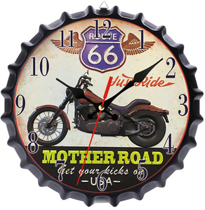 Wholesale European Creative Metal Iron Art Craft <strong>Beer</strong> Bottle Cap Wall <strong>Clock</strong> Retro Home Decorative Silent <strong>Clock</strong>