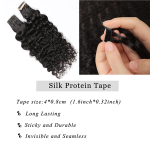 Extensions de <span class=keywords><strong>cheveux</strong></span> naturels <span class=keywords><strong>Remy</strong></span> à bandes invisibles, 40 pièces, 100g, ondulés, noirs, alignés aux cuticules, qualité usine, prix abordable - Product Image 5
