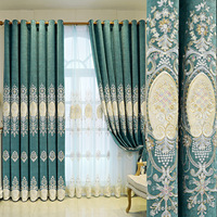 Mode dubaï motif personnalisé, Style de luxe occultant rouge velours rideaux broderie perlée tissu pour fenêtre salon Ro