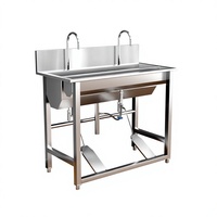 Évier de lavage des mains en acier inoxydable sur pied, grand bac unique commercial, pour désinfection hospitalière, cantine scolaire et lavage de vaisselle