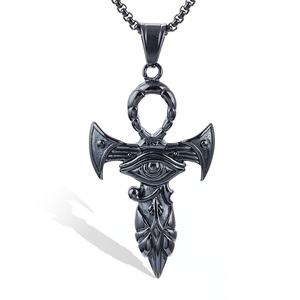 Collar con Colgante de Espada Ankh y Ojo de Horus Egipcio de Acero Inoxidable para Hombre, Chapado en Oro de 18K, Joyería Luminati, Venta al Por Mayor - Product Image 2