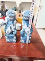 Ornement en céramique de Jingdezhen, figurine de chien Foo, lion, coq, empereur Qing, glaçure bleue, blanche et rouge, Famille Rose, décoration chinoise pour la maison