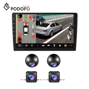Podofo 360 Panoramic Camera AHD 720P Full Color Image Bird View Left Right Front Rear Cameras For Car Radio Auto Electronics