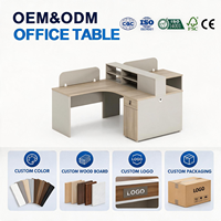 Table de travail de bureau moderne avec armoire de rangement, étagères, plateau en bois personnalisé, table d'ordinateur de direction pour bureau commercial