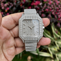 Montre mécanique de haute qualité sertie de moissanite, 40 mm, lunette sertie de diamants, résistante à l'eau, verre saphir, montre de plongée sportive pour homme