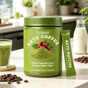 Café Keto Matcha en Polvo Instantáneo de Marca Privada OEM, Suplemento Natural para la Cetosis, 10g*10 Sobres, Frasco Redondo Verde Fresco - Product Image 6