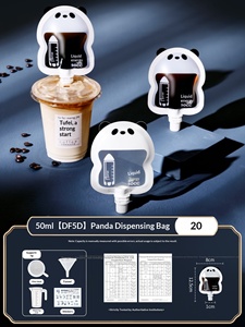 Personalized Design Cute Panda Shaped Mini Spout Doypack Manufacturer Custom Screw Cap <b>Coffee</b> Spout Pouch Espresso <b>Liquid</b> Pouch - Product Image 6