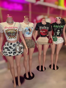 ピーキー ニューY2K コットン プリント ベスト＆ショートパンツ カジュアル セクシー ファッション ツーピースセット レディース ストリートウェア - Product Image 3