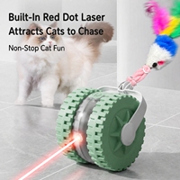 Jouet interactif intelligent pour chat : Voiture laser rechargeable avec évitement automatique des obstacles, souris à plumes, faible bruit et fonction de mise en veille automatique