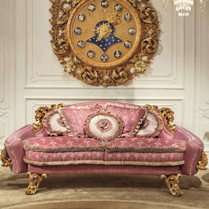 Sofá de lujo elegante <span class=keywords><strong>Rosa</strong></span> tradicional Cor De <span class=keywords><strong>Rosa</strong></span>, sofás seccionales de estilo europeo, juego de sala de estar de madera de pavo de un lugar - Product Image 2
