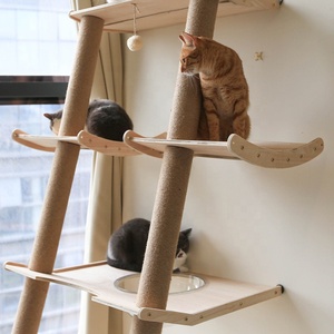 No Drills Needed <strong>Cat</strong> Climber <strong>Large</strong> Indoor Wooden <strong>Cat</strong> <strong>Tree</strong> Lean on the Wall Steady and Solid <strong>Cat</strong> <strong>Climbing</strong> Frame Against the Wall - Product Image 3