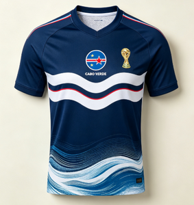 Maglia da Calcio Personalizzata OEM, Economica, all'Ingrosso, 100% Poliestere, Asciugatura Rapida, Uniforme da Calcio Cabo Verde - Product Image 1