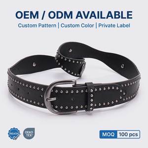 <span class=keywords><strong>Ceinture</strong></span> en cuir cloutée noire pour <span class=keywords><strong>femme</strong></span>, style western, boucle <span class=keywords><strong>argent</strong></span>ée, multicolore, vente en gros OEM ODM, certifiée REACH - Product Image 1