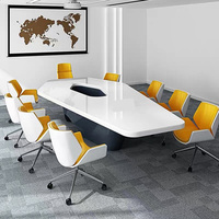 Meubles de bureau de luxe Bureau Table de conférence hexagonale 6 places Table de réunion blanche avec chaises