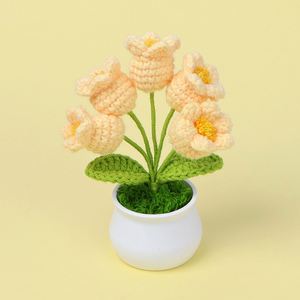 Flores de Lirio de los Valles Tejidas a Crochet Hechas a Mano, Cabezas de Flores Tejidas a Crochet, Decoración de Escritorio para Navidad, Cumpleaños, Regalo - Product Image 5